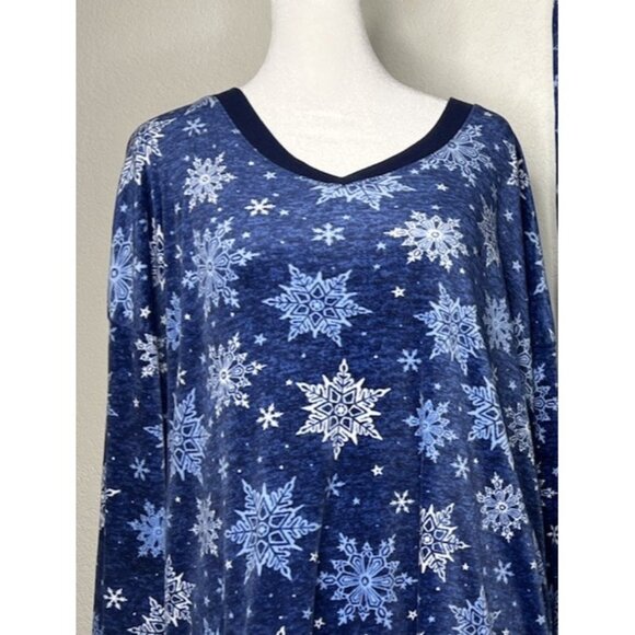 Nautica Women’s Pajama Set Snowflake Blue Soft Stretchy V Neck Sz XL - Picture 3 of 9